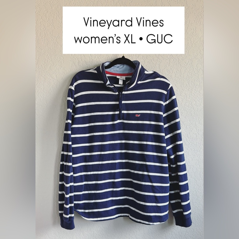 ❌ SOLD ❌ Vineyard Vines navy blue striped quarter zip pullover sweater